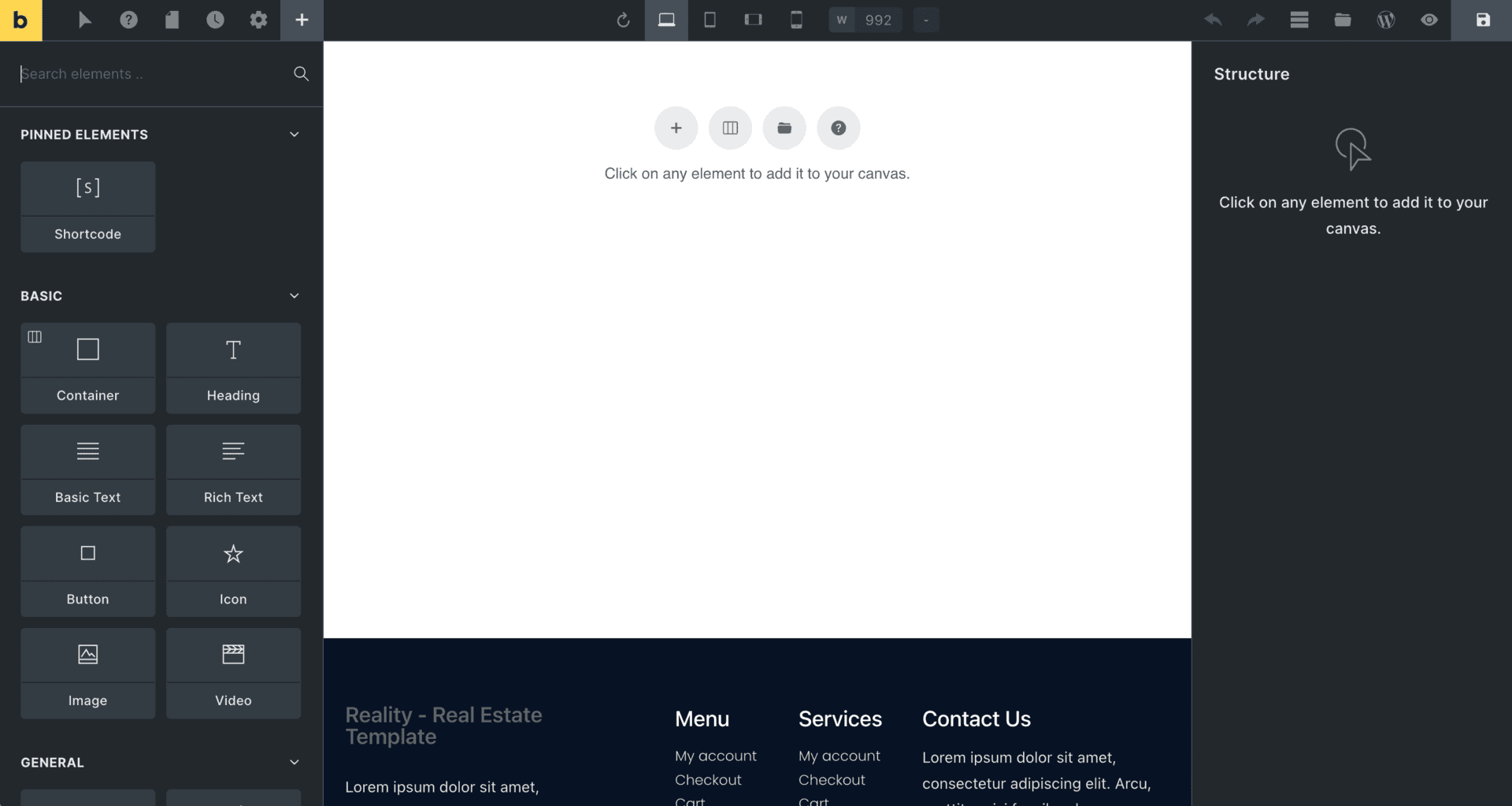 bricks builder - disabled header in editor mode no header